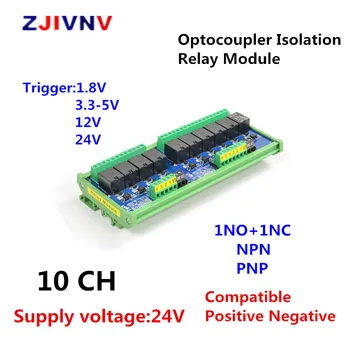 24V 10 Kanal Optocoupler İzolasyon Röle arabirim modülü Tetik Gerilimi 1.8 V 3.3-5V 12V 24V PLC Sinyal Amplifikasyon Kurulu