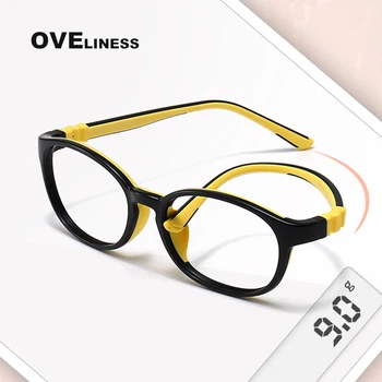 Gözlük Gözlük çerçevesi Çocuk Anti Blu-ray gözlük erkek kız TR90 Çocuklar Reçete gözlük Oval Gözlük Esnek