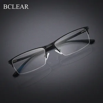 BCLEAR 2019 Yeni Varış Yarım Jant Metal Alaşım Gözlük Çerçeve Erkekler için Gözlük Optik Reçete Gözlük Erkek Gözlük