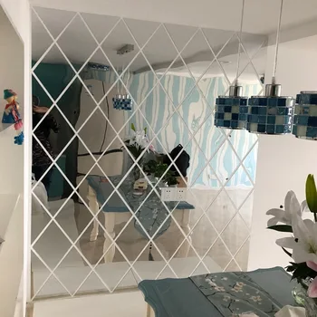 17/32/58 Adet 3D Ayna Duvar Sticker DIY Elmas Üçgenler Akrilik duvar çıkartmaları Sanat Büyük Ayna Oturma Odası Ev Dekorasyon İçin