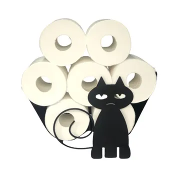 Sevimli Kedi Tasarım Tuvalet Kağıdı Rulo Tutucu Pişirme Vernik Metal Banyo Doku Depolama Raf Banyo İçin Eğlenceli Getirmek