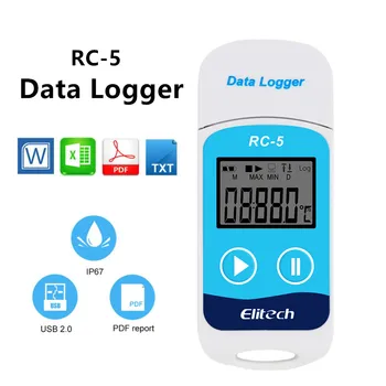 RC-5 USB Sıcaklık Veri Kaydedici 16000 Nokta Büyük Depolama Kapasitesi sıcaklık Kaydedici Otomatik Veri Yükleme Harici Sensör ile