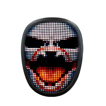 İblis avcısı programlanabilir maske dahili pil atmosfer maskesi Dıy düzenlenebilir yüz değiştiren parlayan maske kafatası ışık