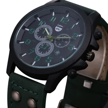 Military Leather Waterproof Date Quartz Analog Men'S Quartz Wrist Watches 2023 Fashion Casual Часы Мужские Наручные RelóGio 2023