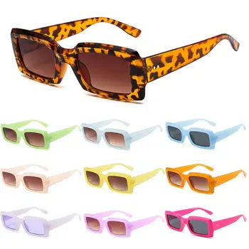 Ins Popüler Şeker Renk Dikdörtgen Çerçeve Güneş Gözlüğü Erkekler Trendy Vintage Küçük Kadın güneş gözlüğü Shades UV400 Gözlük Gözlük