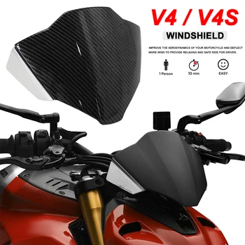 Ducati Streetfighter 1100 için V4 STREETFİGHTER V4 S V4S 2020-2022 Motosiklet Aksesuarları Cam Ön Cam Siperliği Deflector