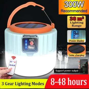 500W Güneş Şarj Lambası USB Şarj Edilebilir kamp feneri Su Geçirmez Ampul Lamba Taşınabilir Gece Lambası acil Durum ışığı Güneş Lambası
