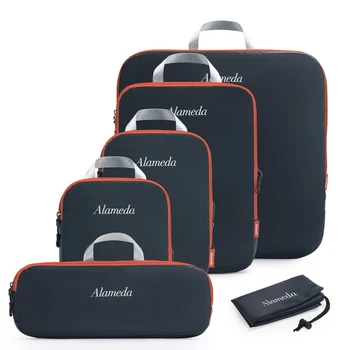 Sıkıştırma Paketleme Küpü Taşıma Bagajı için 6 adet Set, Bagaj/Sırt Çantası için Seyahat Paketleme Organizatörleri-Gri