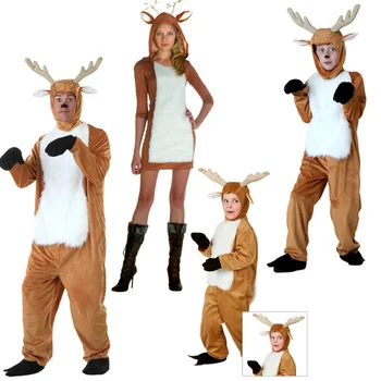 Cadılar bayramı Cosplay çocuk Günü Cosplay Yetişkin Çocuk Erkek Kız Ren Geyiği Kostümleri Sika Geyik Tulum Elk Ebeveyn-çocuk Kostümleri