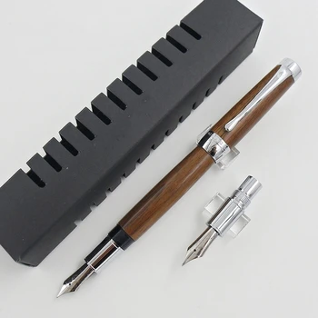 YONGSHENG 627 Ahşap dolma kalem Ince 0.5 mm Iridyum Uç Altın Klip Mürekkep yazma için kalem Okul Ofis Malzemeleri Kırtasiye