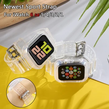 Yeni Spor Kayış apple saat bandı Serisi 6 5 1 2 3 4 silikon Şeffaf İwatch için 5 4 Kayış 38mm 40mm 42mm 44mm bilek