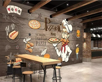beibehang Özel duvar kağıdı fotoğraf duvar kağıdı duvar el-boyalı ahşap tahıl pizza restoran kişilik arka plan duvar tablosu