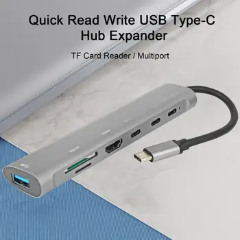 Profesyonel USB Yerleştirme İstasyonu Alüminyum Alaşımlı USB Hub 7 in 1 Geniş Uyumluluk USB Tip-C Hub Splitter Bağlantı Noktası Uzatma
