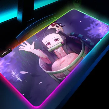 Fare Mat Aydınlık iblis avcısı Anime Karakter Atmosfer Lamba LED RGB Kurulum oyun Mousepad Klavye Masa Mat Özelleştirilebilir