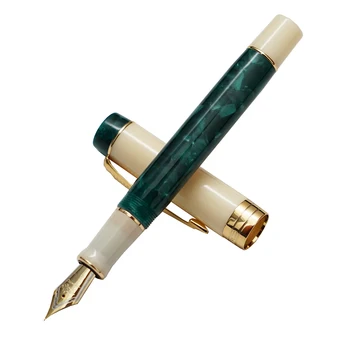 Jinhao 100 Centennial Reçine Yeşil Beyaz dolma kalem Ok Klip EF/F/M / Bükülmüş Ucu Dönüştürücü Ofis Mürekkep Kalem İş Hediye Kalem