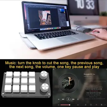 USB Makro Özel Mini Klavye 12 Tuşları Kopyala Yapıştır Mini Düğme Photoshop Oyun Tuş Takımı Mekanik Hotswap Macropad Macun Makro