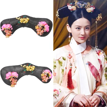 Qing Hanedanı Headdress Prenses Cosplay Şapkalar Antik Çin Brauty Cadılar Bayramı Karnaval Parti