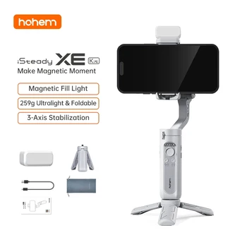 Hohem iSteady XE Smartphone Gimbal 3-Axis El Sabitleyici Telefon Selfie Sopa Tripod Manyetik Dolgu ışığı ile Video Aydınlatma