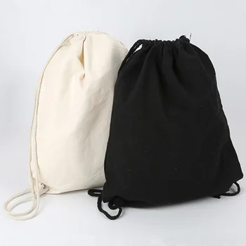 Kanvas Çanta Moda İpli omuzdan askili çanta Bayan Eko Kullanımlık alışveriş çantası Taşınabilir Moda Basit Sırt Çantası Pamuk Tote Kılıfı