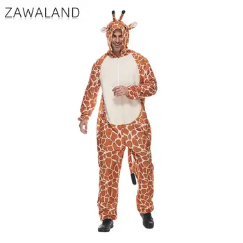 Zawaland Zürafa Cosplay Kostüm Kuyruk Karikatür Cadılar Bayramı Hayvan parti giysileri Adam Tek Parça Pijama Sevimli Tulum Kıyafet