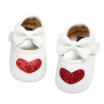 0-18M Yenidoğan Bebek Kız Mary Jane Daireler Kaymaz Pullu Kalp Prenses Elbise Ayakkabı Bebek Beşik Ayakkabı
