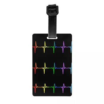 Özel Gökkuşağı Darbe Heartbeat LGBT Bagaj Etiketi İsim Kartı İle Gizlilik Kapak KİMLİK Etiketi Seyahat Çantası Bavul