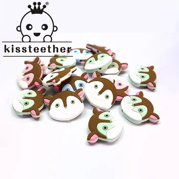 Kissteether Yeni 5 adet Silikon Sevimli Mini Açık Kahverengi Boncuk Hayvan Bebek Diş Kaşıyıcı Bebek Diş Çıkarma Boncuk DIY Kolye Aksesuarları Oyuncaklar