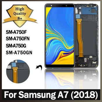 6.0 Yüksek Kalite Samsung Galaxy A7 2018 A750 LCD A750F A750FN Çerçeve İle Ekran dokunmatik Ekran sayısallaştırıcı yedek parçaları