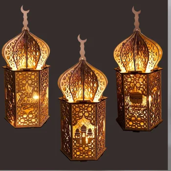 Yeni Avrupa Ramazan Vintage Festivali Dekoratif Eooden El Sanatları Süsler Düğün Ev Dekor Şamdan Lambası