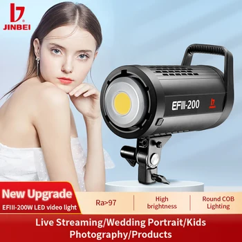JINBEI EFIII200 LED Video ışığı 5500k±200k Ra 97 Canlı Youtube Video Portre Fotoğrafçılığı Dolgu aydınlatma ekipmanları Reflektör İle