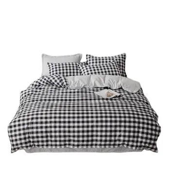 Izgara Yatak Takımları Geometrik Desen Basit Kafes Yorgan yatak çarşaf kılıfı Yastık Kılıfı yatak örtüsü seti