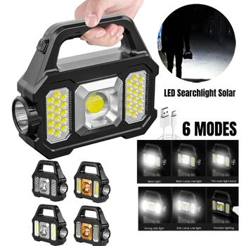 500LM Süper Parlak Güneş LED kamp feneri COB çalışma lambaları USB Şarj Edilebilir El 6 Modları Güneş Enerjili Fenerler