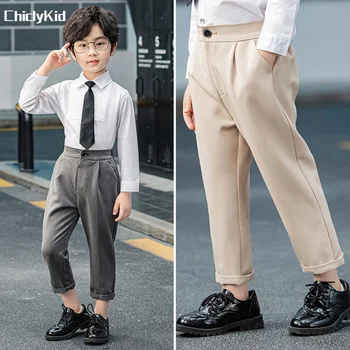 Çocuk Takım Elbise Pantolon Erkek Resmi Elbise Uzun Kollu Gömlek rahat Pantolon Genç Çocuk Düz Renk Pantolon Bebek Yürümeye Başlayan Beyler Giysileri