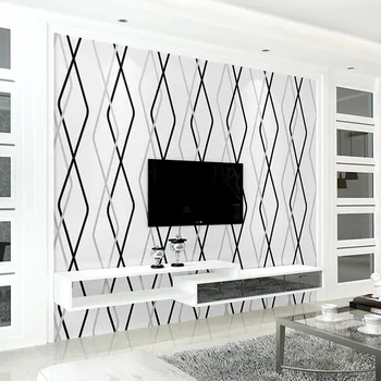 3D Geometrik Eğri Şerit TV Arka Plan Duvar Kağıdı Kalınlaşmış Dokunmamış Yatak Odası Oturma Odası Duvar Dekoratif Duvar Kağıdı Duvar Giydirin