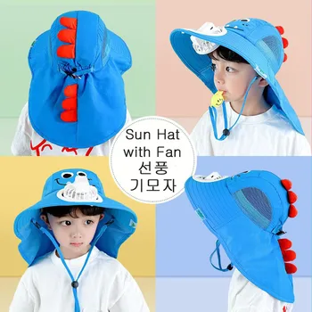 Yaz Çocuk güneş şapkası Fan ile Şarj Edilebilir Fan Güneşlik Şapka Sevimli Hayvan Erkek Kız Açık Soğutma Elektrikli Fan Plaj güneş şapkası