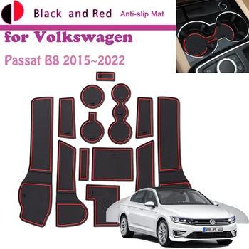 Kauçuk Paspas Kapı Oluk Volkswagen Passat için B8 GTE VW Estate 2015 ~ 2022 Fincan Yastık Kapısı Depolama Yuvası Coaster Toz geçirmez Etiket