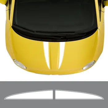 2 Adet Araba Hood Bonnet Çıkartmaları Fiat 500 Abarth İçin Otomatik DIY Çizgili Styling Dekorasyon Tuning Araba Aksesuarları Vinil Film Çıkartmaları
