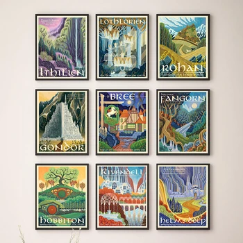 Tolkien duvar sanatı tuval yağlıboya Orta Dünya Manzara LOTR Posterler ve Baskılar Duvar Resimleri seyahat hediyesi Oturma Odası Ev Dekor