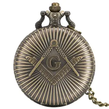 Masonik Ücretsiz Mason Masonluk Tasarım cep saati Erkekler Antik Bronz Fob Kolye Saatler Kadınlar Zincir Kolye Aksesuarı