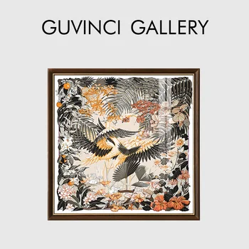 Guvinci Muhabbet Kuşları Ukiyo-e Japon Tahta Baskılar Kahverengi Ahşap Çerçeve İle Orient Ortaçağ Sanat Boyama Duvar Asılı 50x50cm