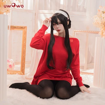 UWOWO Anime Yor Forger Kazak Yor Forger Elbise Cosplay Kostüm Rahat Kırmızı Kazak
