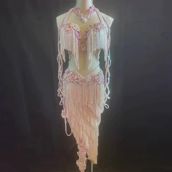 Oryantal Dansçı Kostüm Giyim Kıyafet Özelleştirilmiş Oryantal Egzotik Giyim Sutyen Püskül Etek Oryantal Dans Performansı Takım Elbise Kız için