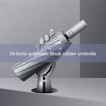 Otomatik Katlanır Şemsiye Taşınabilir Siyah Şemsiye 16 Kemik Şemsiye Büyük Katlanabilir Güneşlik UV Koruma ile Gelişmiş Şemsiye