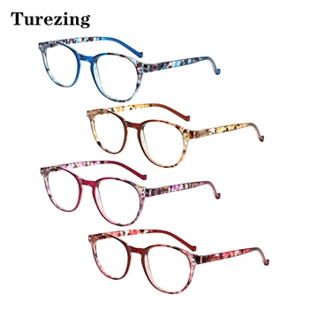Turezıng 4 Paket Reçete okuma gözlüğü Bahar Menteşe Baskı Çiçek Çerçeve Erkekler ve Kadınlar HD Gözlük + 0 ~ + 600