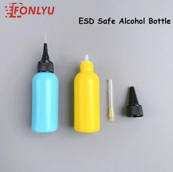 2 Adet 60ml ESD Güvenli Alkol Şişesi İğne Ucu Lehimleme temizleme sıvısı Akı Alkol Yağ Dağıtıcı Plastik DIY Telefon Tamir Araçları