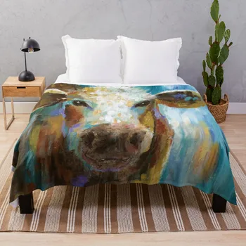 Çiftlik Tema Hafif Süper Yumuşak Battaniye Yatak Odası Kanepe Kanepe Yayla Sığır Pazen Atmak Battaniye İnek Vahşi Hayvanlar Desen