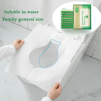 10/50 ADET Tek kullanımlık klozet kapağı Kağıt Su Geçirmez Çözünür Su Tipi Seyahat / Kamp Otel Banyo Aksesuar Pedi Taşınabilir