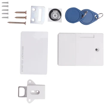 RFID Elektronik Dolap Kilidi DIY Ahşap Çekmece Dolabı, Kullanıma Hazır ve Programlanabilir (Beyaz)