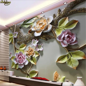 beibehang Özel Fotoğraf Duvar Kağıdı Duvar 3D Çiçek Kuş Kabartmalı Duvar Dekoratif Boyama papel de parede duvar kağıtları ev dekor