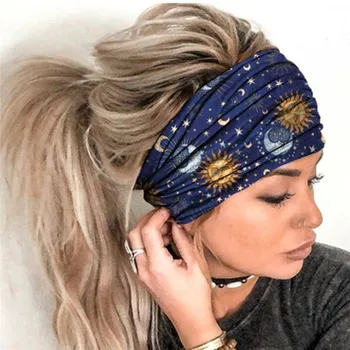 Yeni Boho Çiçek Baskı Geniş Bantlar Vintage Düğüm Elastik Türban Headwrap Kadınlar Kızlar için Pamuk Yumuşak Bandana saç aksesuarları